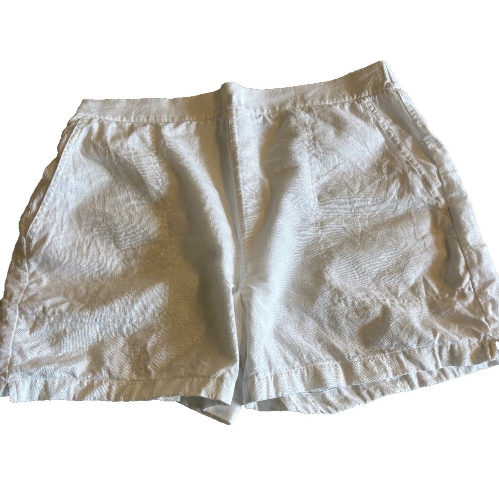 Banana Republic Linen Blend Shorts flat front Pockets white L (32x4) travel cozy